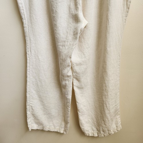 JM Collection Pants Womens 16W Off White Linen Beach Minimalist Coastal Resort - Picture 8 of 17