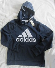 adidas NEW Boys Lightweight Navy Blue Pullover Hooded Top Hoodie Sz M 10 12 NWT