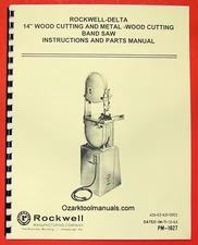 ROCKWELL-Delta 14 Inch Wood & Metal Band Saw Owner Parts Manual 0625