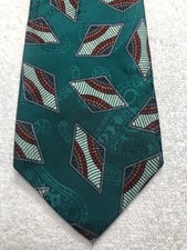 ROBERT TALBOTT MENS TIE GREEN WITH ORANGE RED GRAY 4 X 57