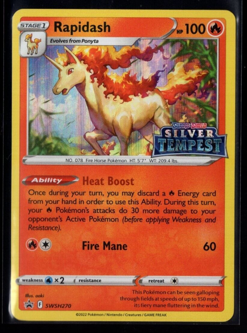 Rapidash SWSH270 Pre Release Stamped Black Star Promo Pokemon TCG Near Mint
