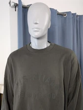 Essentials Fear of God Sweatshirt Mens Large Olive Green Oversized Crewneck Cozy