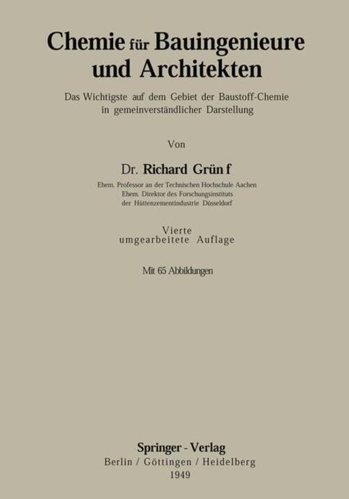 Thumbnail - Chemie Für Bauingenieure Und Architekten Richard Grün Taschenbuch