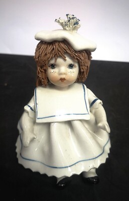 Kleine schöne Vintage Porzellan Puppe 10cmx10cm Handarbeit sehr guter Zustand ZamTixa Studio Art