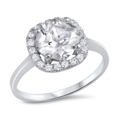 Princess Crown Ring - .925 Sterling Silver With Clear CZ Stones, Polished Band, Sizes 4-10 - View #7