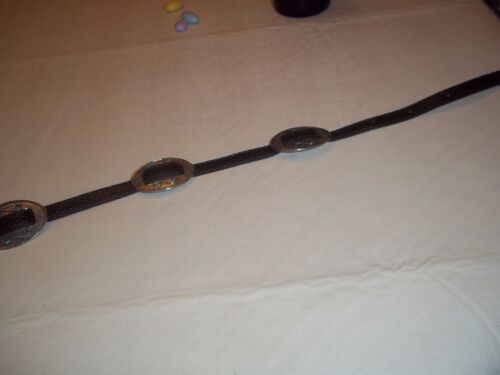 DKNY NARROW CHOCOLATE LEATHER AND  SILVER METAL BELT size S - Picture 1 of 5