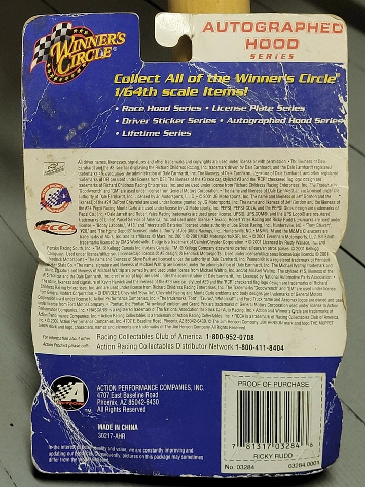 Muppet Show NASCAR Great Gonzo Havoline Ricky Rudd 2001 25 años Kelloggs RARO Foto 4 de 4