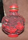 Antique 19C Chinese Qianlong Cinnabar Lacquer Carved Carving Snuff Bottle Flower