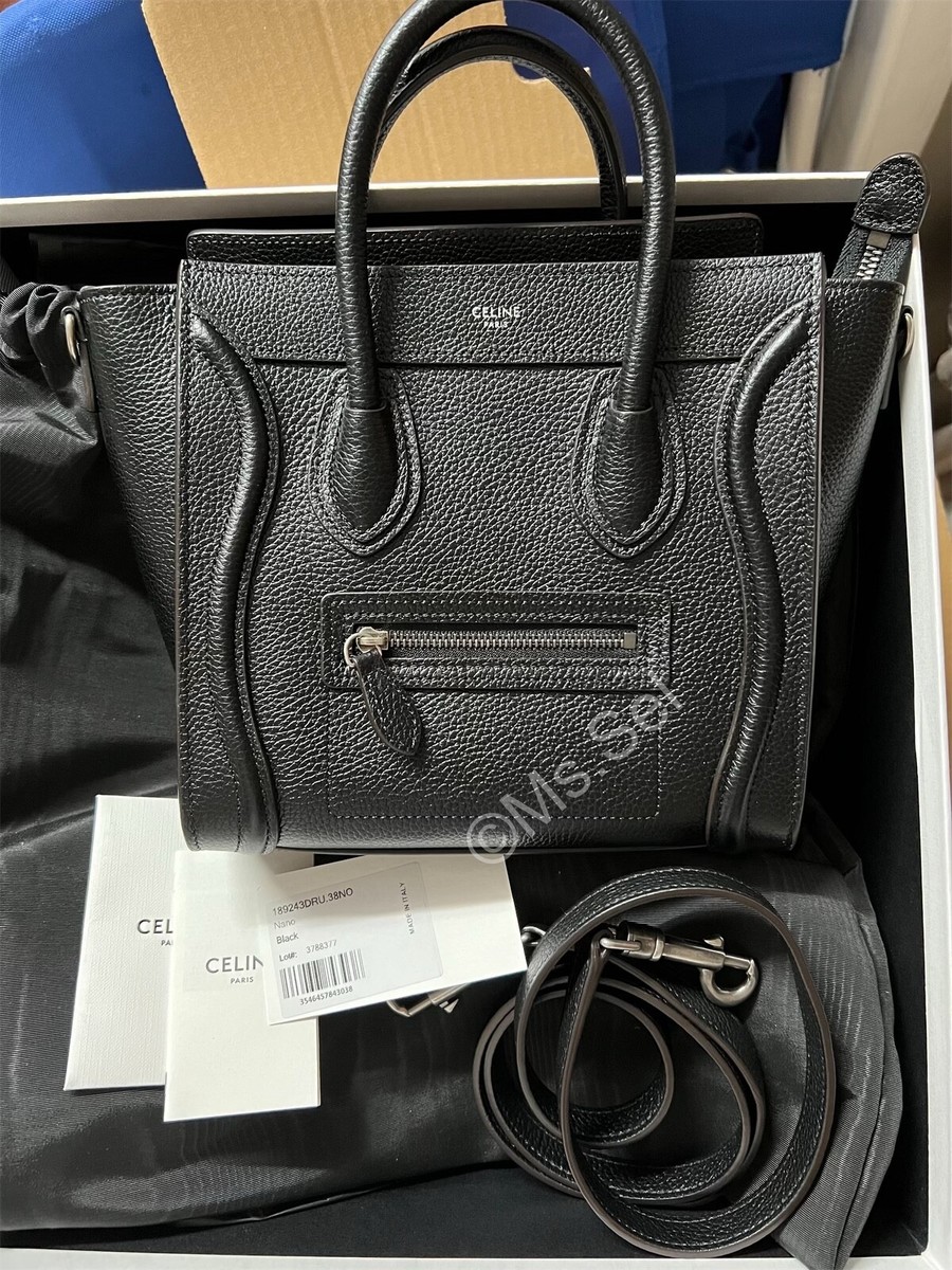 Authentic Celine Nano Luggage bag in drummed black calfskin | eBay