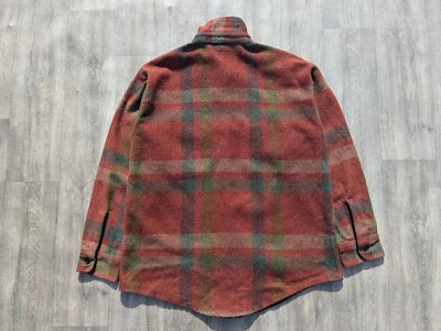 Vintage 1960s Mens C.P.O. Heavy Wool Blend Plaid Flannel Shirt 
