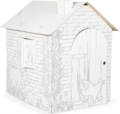 SMALL FOOT Spielhaus aus Bastelkarton ca. 87 x 71 x 88 cm Papphaus zum Basteln