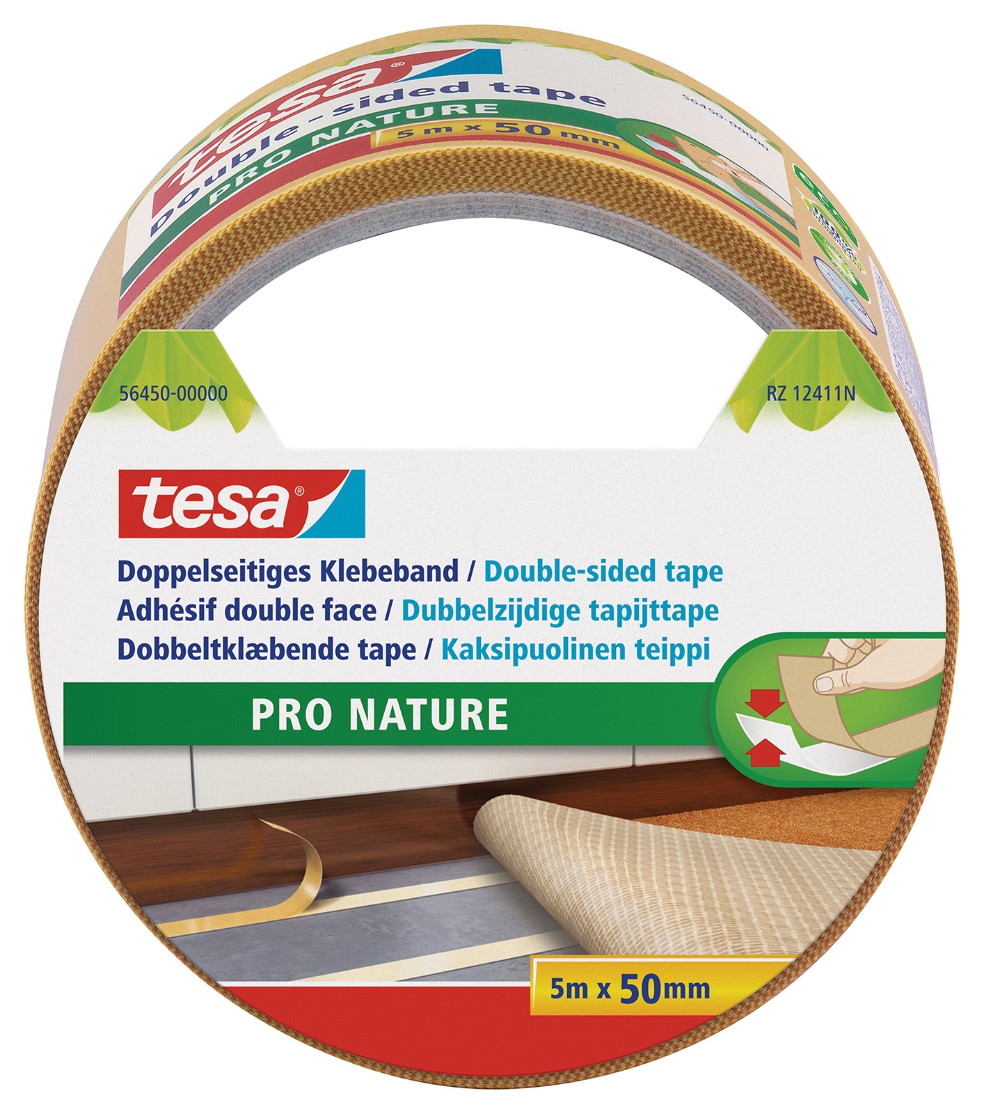 tesa Pro Nature Eco Fixation Double-Sided Tape Roll - Ecological - Versatile - C