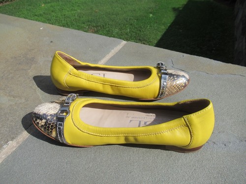 yellow snakeskin flats