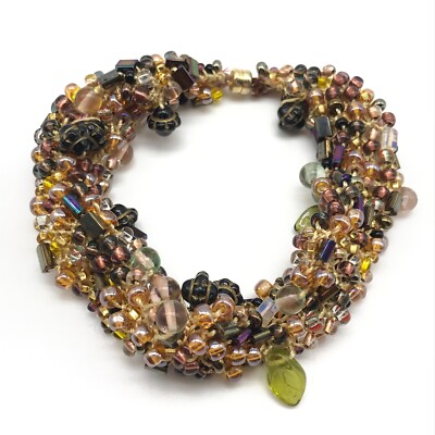 Vintage Beaded Mesh Multistrand Unique Bracelet 8''
