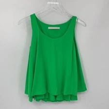 Susana Monaco double layer scoop neck tank shirt top Zing Green a-line new Small