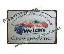 WELCH'S National Grape Co-Op nostalgic collectible metal tin sign cool art sale