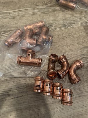 Viega 1  Copper ProPress Fittings Lot   5 Tees, 4 Couplings, 3 Offset Bends