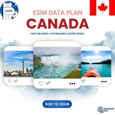 Canada eSIM 5GB to 20GB | 4G/5G Data Plan | Same-Day Delivery | Easy Setup
