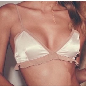 Y2k satin For love & lemons skivvies lingerie dainty bra top blush and brown S