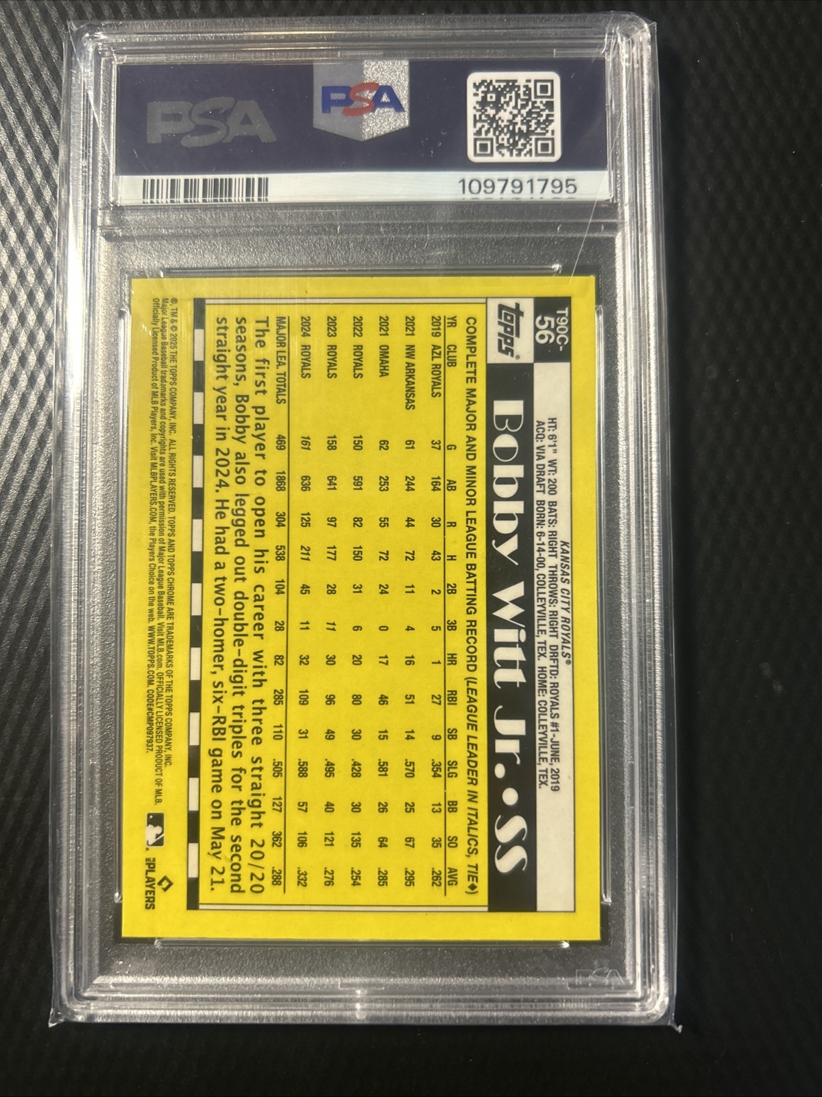 Bobby Witt Jr. 2025 Topps “Silver Pack” Insert PSA 10 Gem Mint Low Pop. view 2