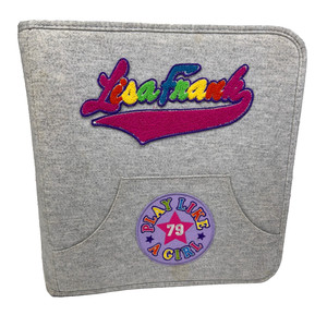 Vintage Lisa Frank Spellout 3 Ring Binder Zipper Works Gray Cloth Rare Book READ