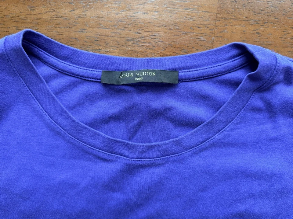 路易威登长袖 T 恤刺绣标志男式 XL 紫色正品 — 第 4/4 张图片