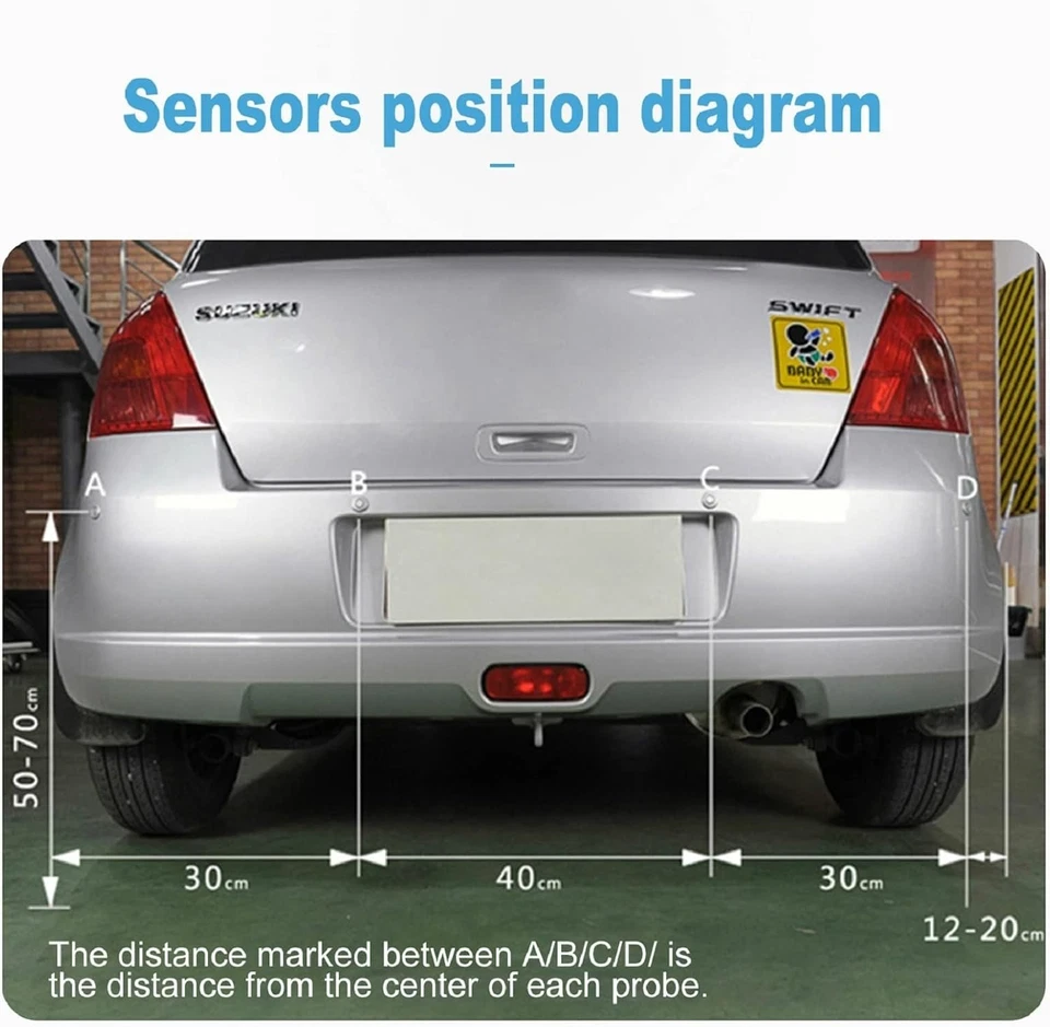 KFZ Rückfahrhilfe, Parksensor, 4 Sensoren, LED Display, Silber, Auto Zubehör - Bild 4 von 4