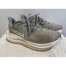 Hoka Clifton 9 Mens 9.5D Running Shoes Stellar Grey White 1162030 Sneaker