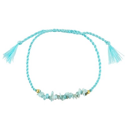 Larimar Chips Braided Bracelet   Handmade Adjustable Crystal Jewelry   Natural B