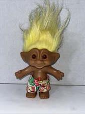 Vintage 1990s Ace Treasure Troll Doll Yellow Hair 4"