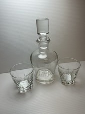 Jim Beam single barrel clear glass decanter set with 2 glasses