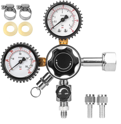 #ad CGA 320 Keg Regulator Dual Gauge CO2 Pressure Regulator with 2 Swivel Nut 1 4’’ $62.85