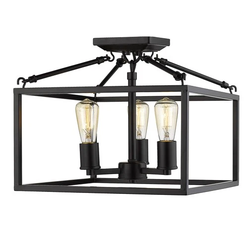 Golden Lighting 2072-SF Wesson 3 Light 14"W Semi-Flush Square - Black - Picture 6 of 6