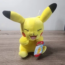 Pikachu Happy Closed Eyes Plush Pokemon Official - Jazwares with Tag