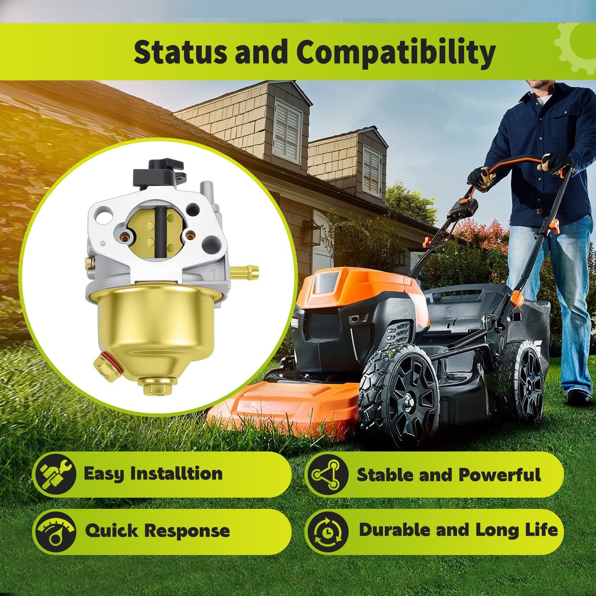 gana様 Carburettor Carb For POWERHORSE 208 cc 45749 Model DJ170F Engine