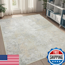 5x8 Abstract Area Rug Washable for Living Room, Bedroom, Dining Room   Beige/Gre