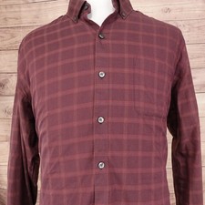 Van Heusen Flex Shirt Mens XL 17-17.5 Burgundy Plaid Button Up Long Sleeve