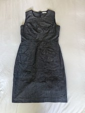 Calvin Klein Gray Denim Sheath Dress Size 8 Sleeveless Stretch Zip