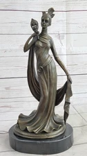 French Art Deco Drama mask lady Georges Hot Cast bronze Sculpture Collector DEAL