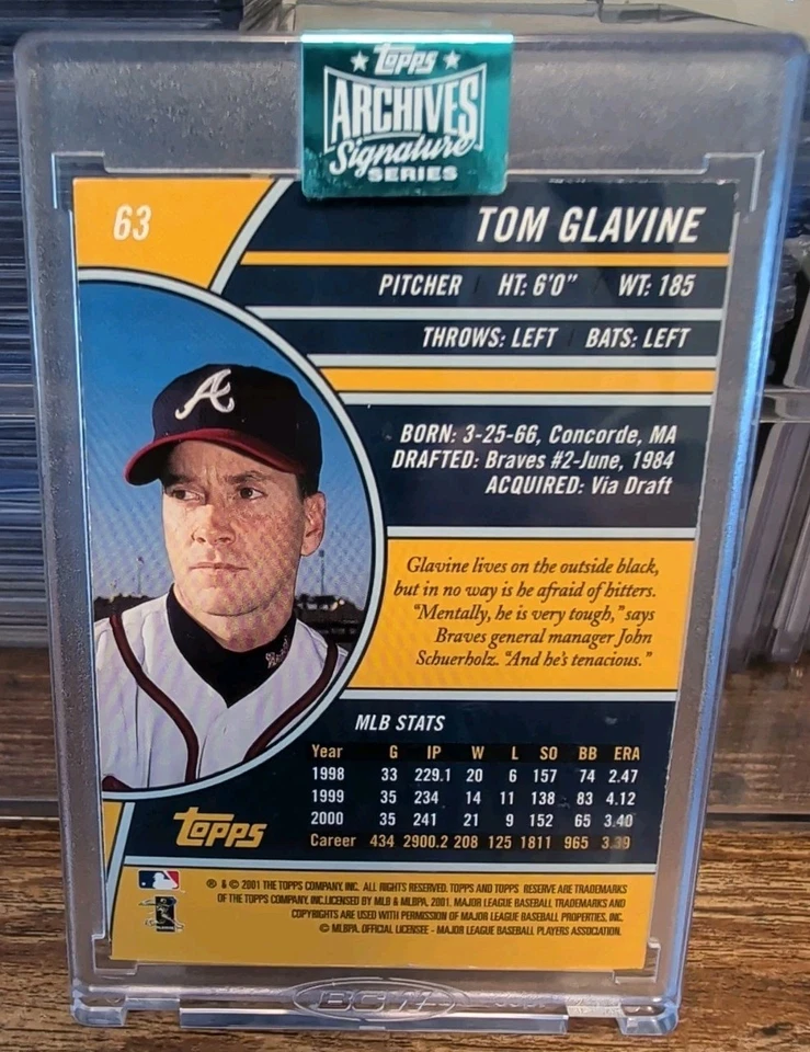 Tom Glavine 1/1 2024 Topps Archives Signature Series Auto 2001 Reserve On Card - Image 2 of 4