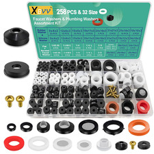 32 Size 258 PC Faucet and Plumbing Rubber Washers Assortment Kit for Assorted Ga