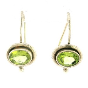 Authentic Elegant Peridot Drop Earrings – White Gold Plated Silver – Shepherd Hook Style