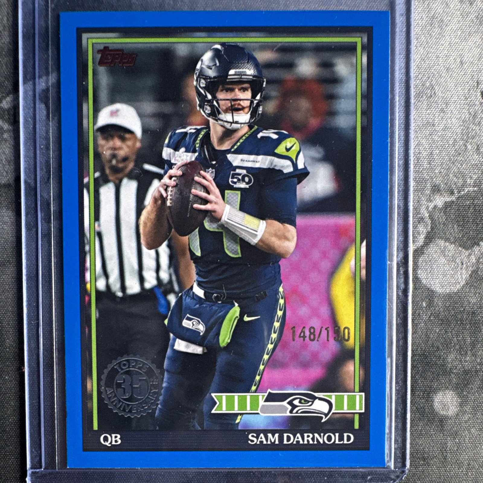 Topps 2026 Sam Darnold 1991 Topps Football Blue 91TF-50 148 /150 Seahawks