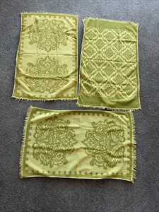 3 VTG St Marys Green Sculpted Fringe Floral Bath Towel MCM