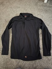 Red Kap Men  s Long Sleeve Stretch Work Shirt - Black- Medium