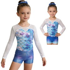 Girls Set Dance Gymnastics Unitard Outfits Show Long Sleeve Festival Leotard