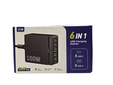 USB C  Charger Block Charging Station LS100+100W 6 Port Gan Fast Charging Black
