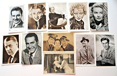 Großes Lot 11 Vintage Prominente Filmschauspieler Schauspielerin 11 alte Postkarten RPPC/PPC