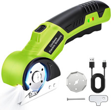 Cordless Electric Scissors, 4V Rechargeable Rotary Cardboard Cutter, 2 Blades, S
