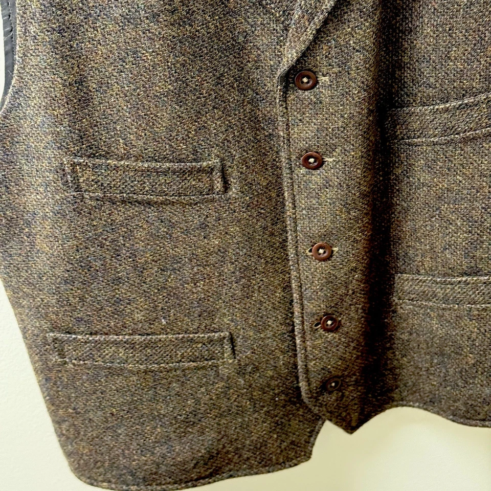 Double RL RRL - Wool Tweed notch-lapel Vest Brown - Image 3 of 4